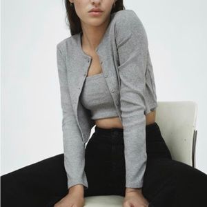ZARA grey ribbed cardigan